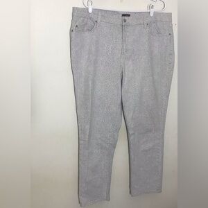 18 18W 2X NYDJ jeans gray white print denim ankle pants